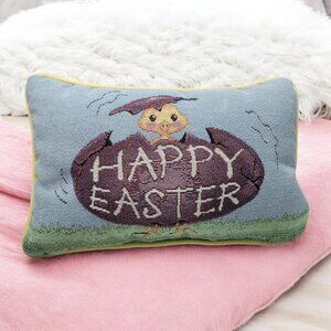 Vintage Happy Easter Chick Decorative Tapestry Throw Pillow Yellow